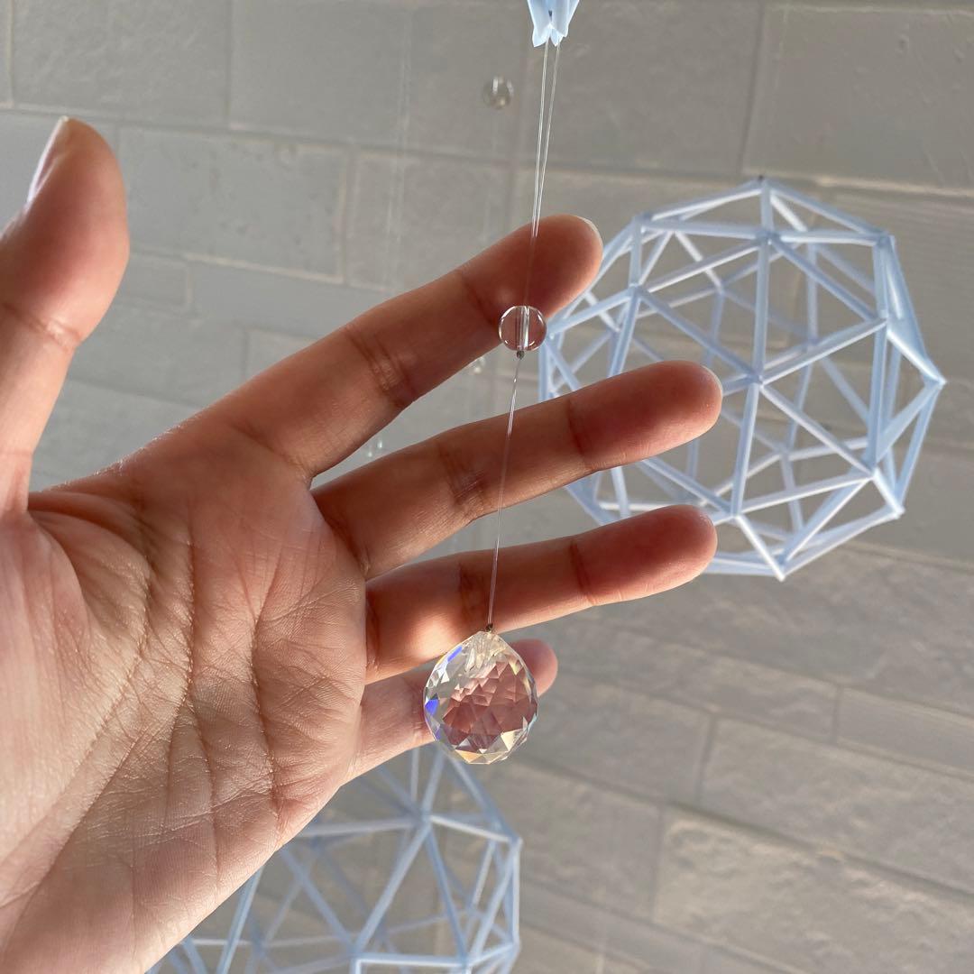 大型ヒンメリ✳︎アイスブルー✳︎バブルズ＆シャインスター✳︎ダブルサンキャッチャー