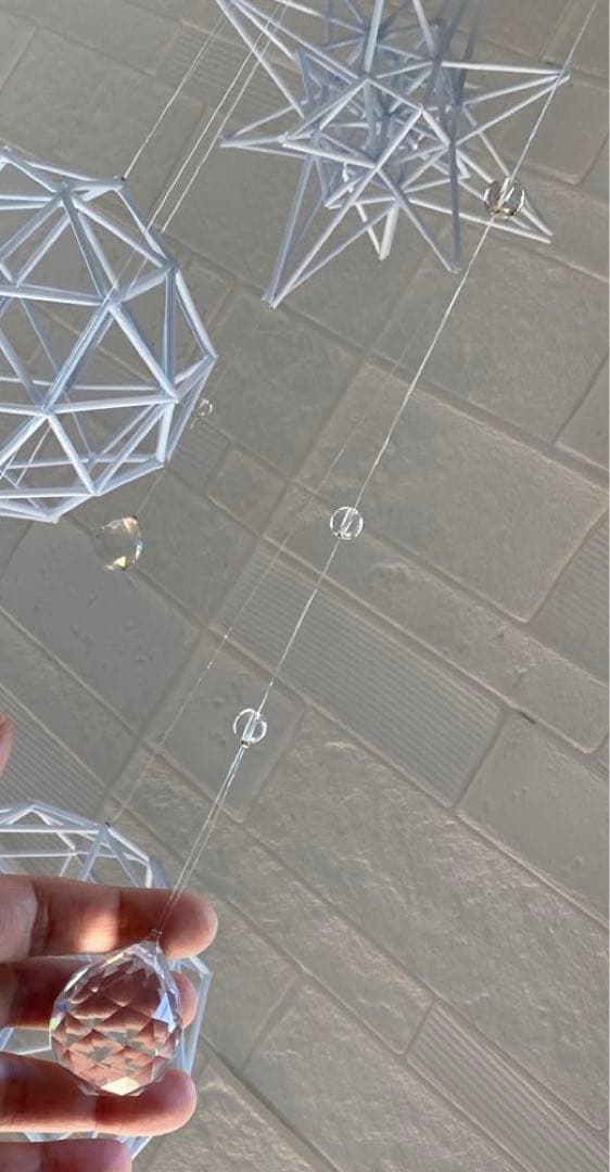 大型ヒンメリ✳︎アイスブルー✳︎バブルズ＆シャインスター✳︎ダブルサンキャッチャー