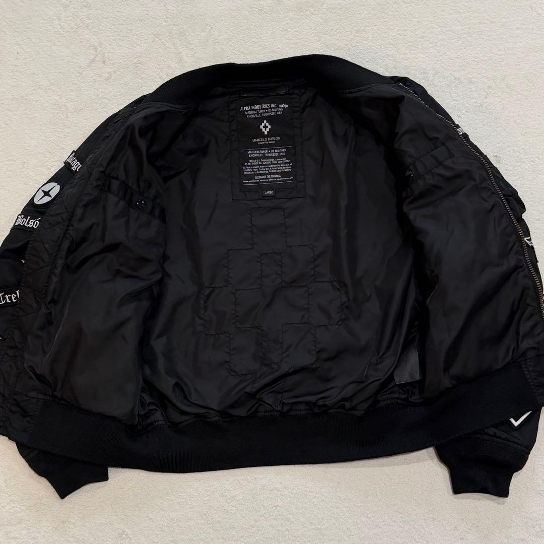 マルセロバーロン×アルファ　MA-1　ボンバージャケット　ワッペン　ブラック　L