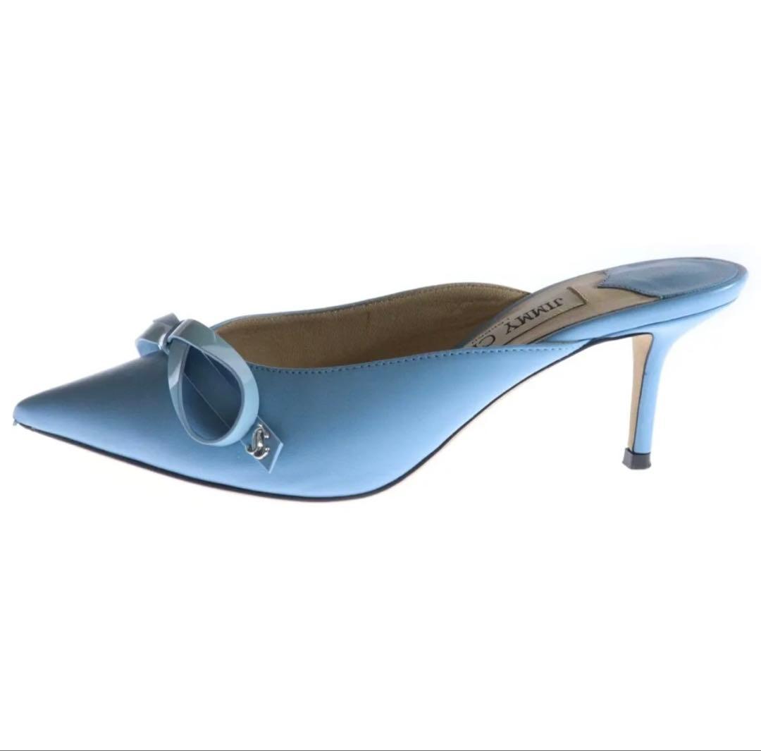 JIMMY CHOOリボン ポインテッドトゥ レザーミュールパンプス36