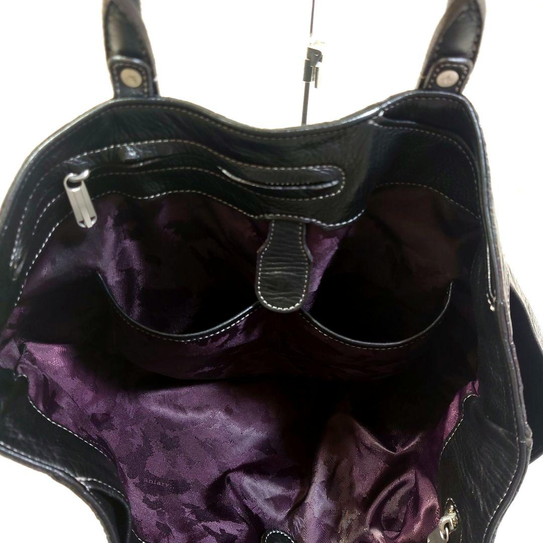 アニアリ オールレザー ビジネス トートバッグ シボ革 ブラック A4収納