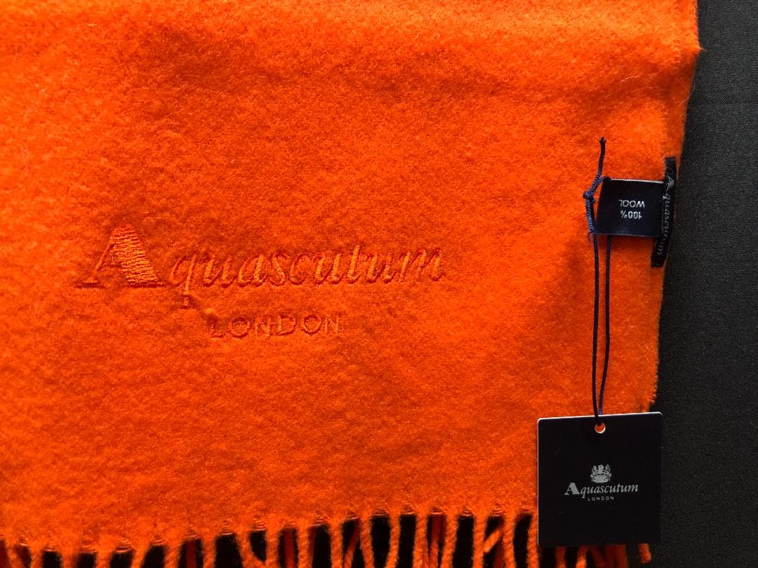 新品★Aquascutum　ウールマフラー　オレンジ