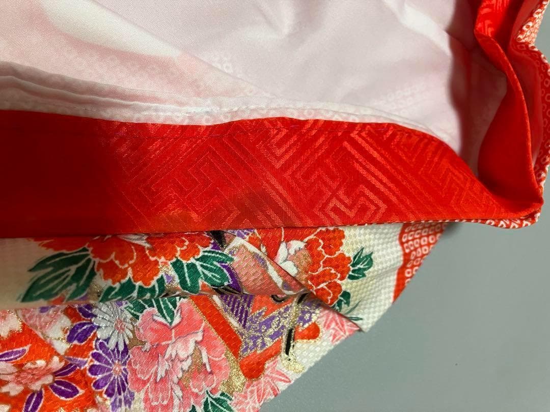 七五三 着物　フルセット17点　7歳　女の子　総絞り風プリント