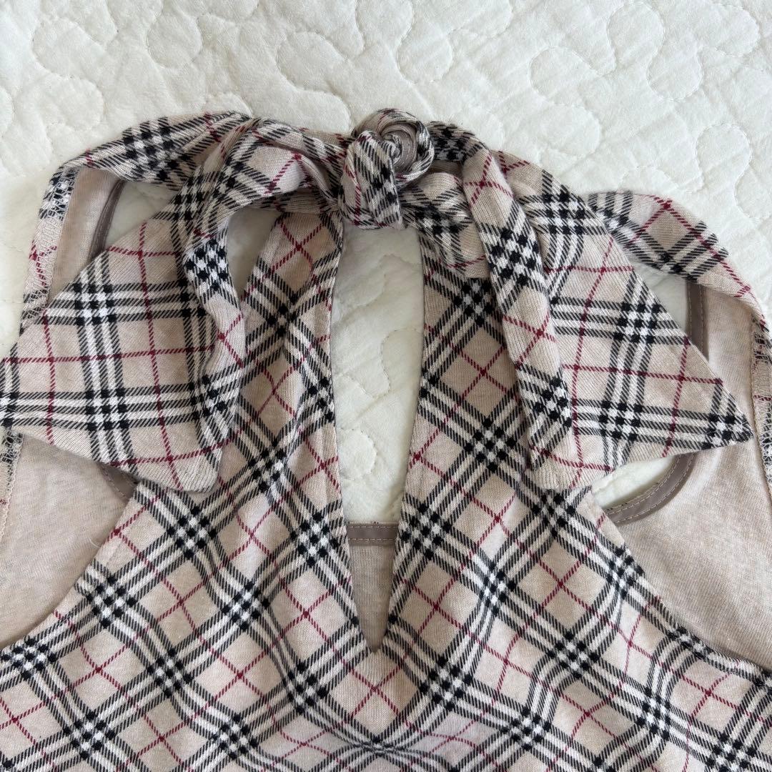 y2k バーバリー　ブルーレーベル　ノバチェック　リボン　タンクトップ M