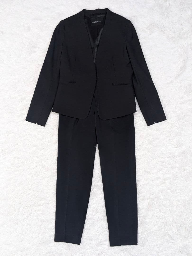 グリーンレーベルリラクシング パンツスーツ 黒 カチリラ ノーラペル 38&36