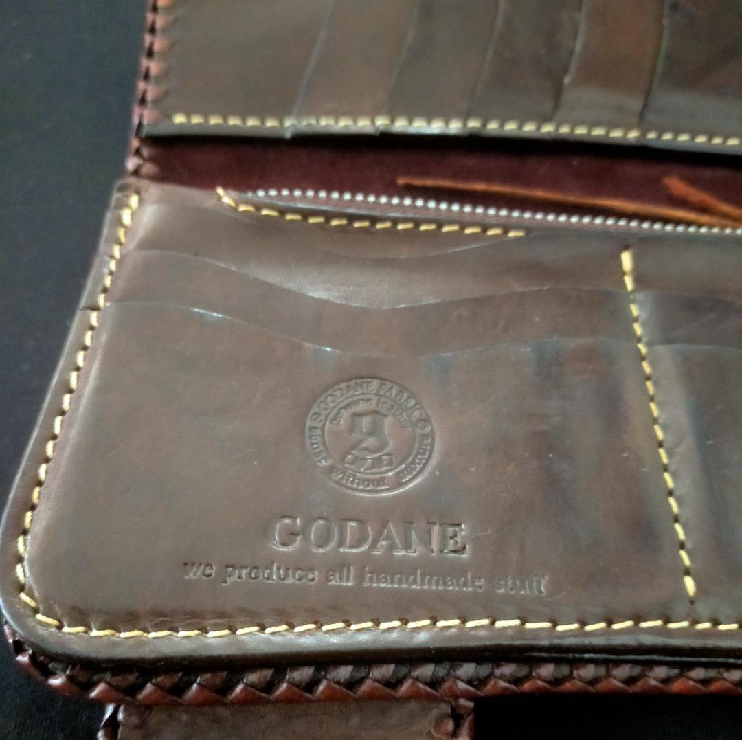 美品 GODANE ゴダン 長財布 クロコダイルレザー製 ターコイズコンチョ