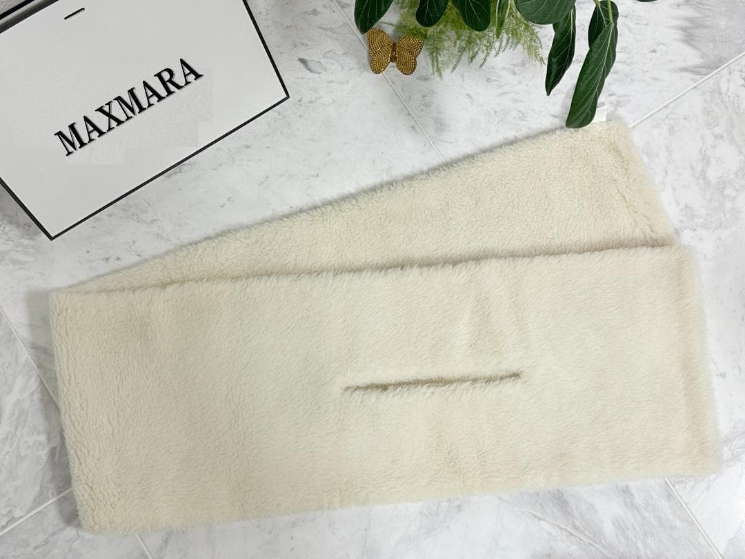 未使用級★Max Mara/マックスマーラ テディマフラー ストール ホワイト
