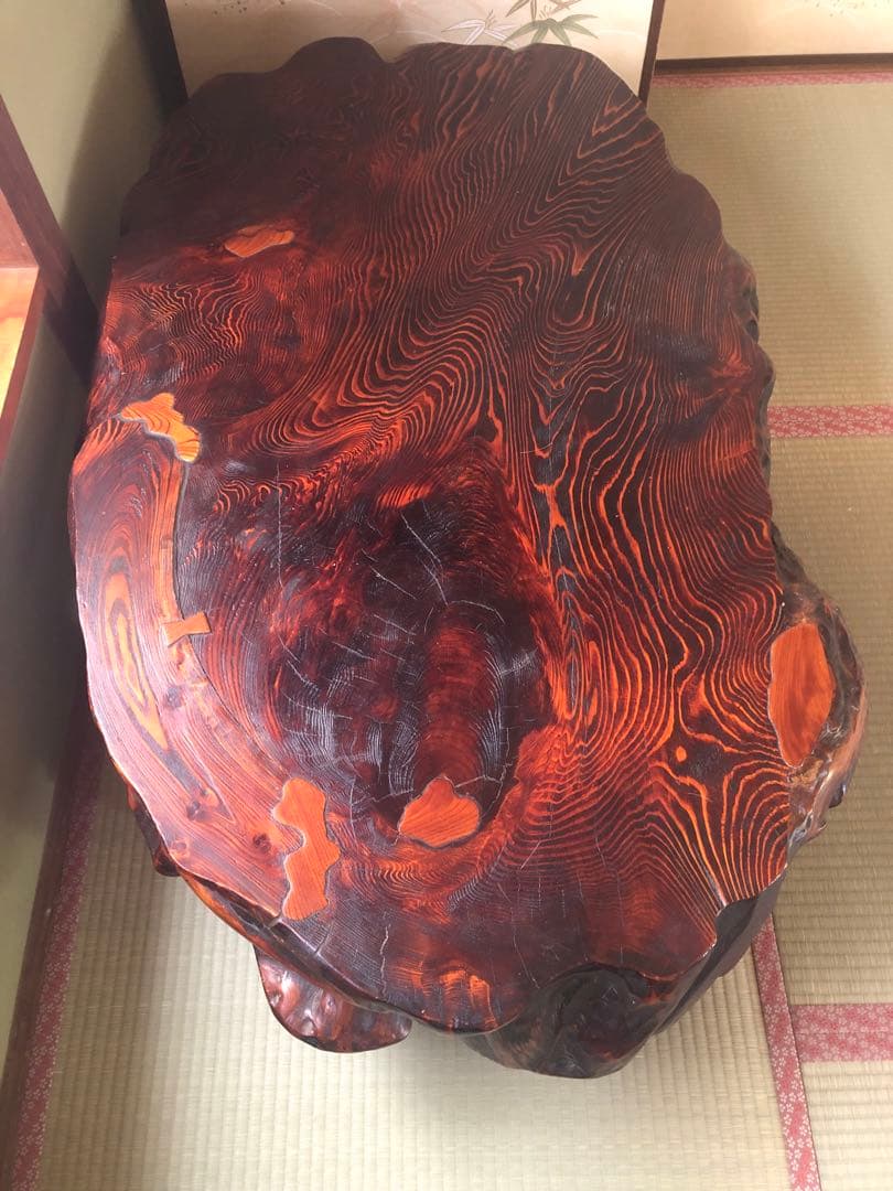 原木一枚板の座卓　引取り限定