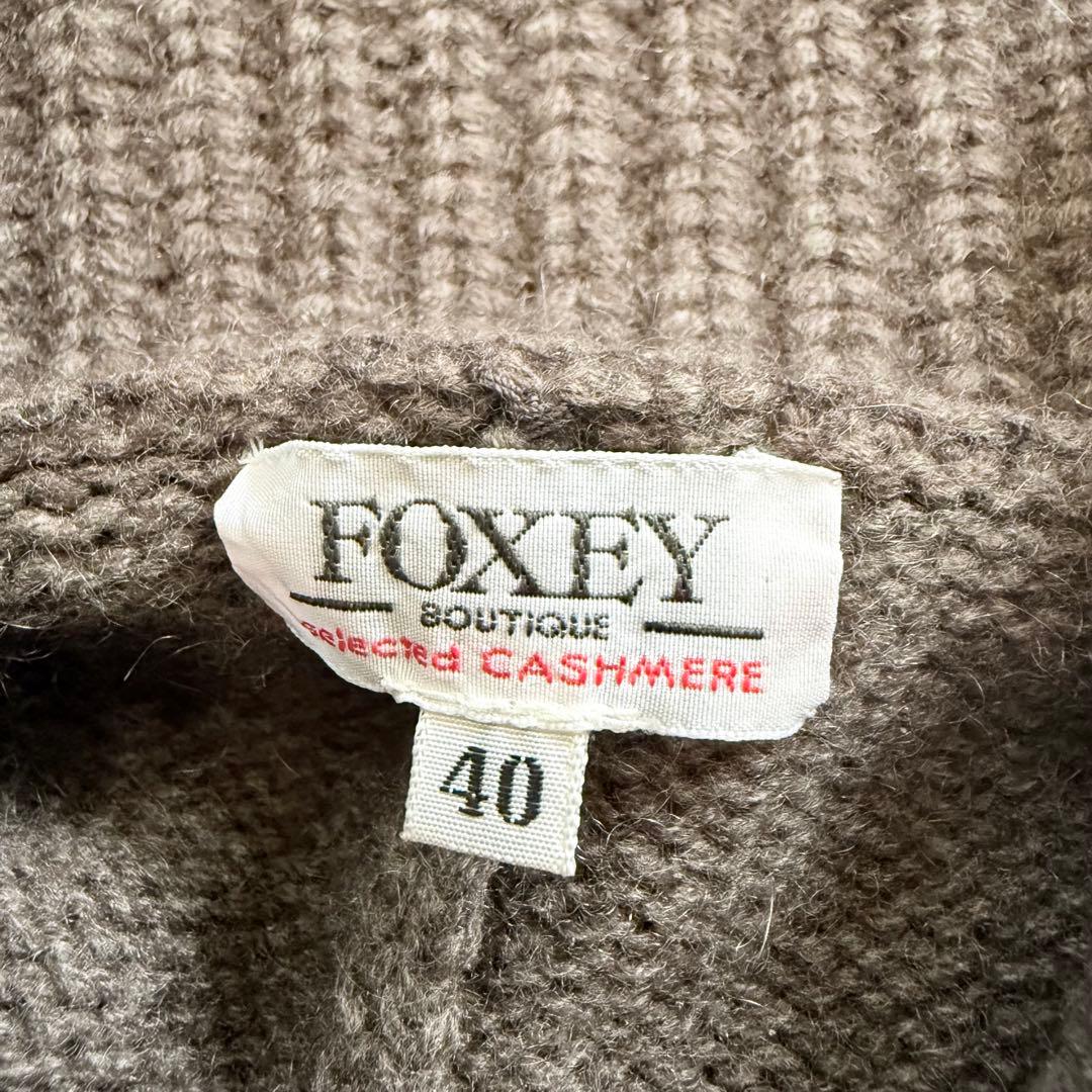 美品★フォクシー カシミヤ100% ニットコート 女優襟 パフスリーブ 40