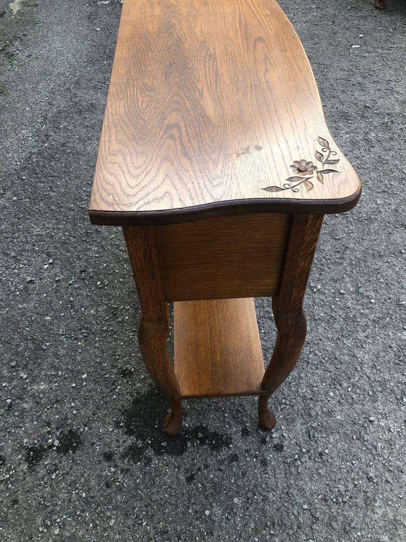 アンティーク調 猫脚コンソールテーブル エレガント ナイトテーブル 引き出し付き