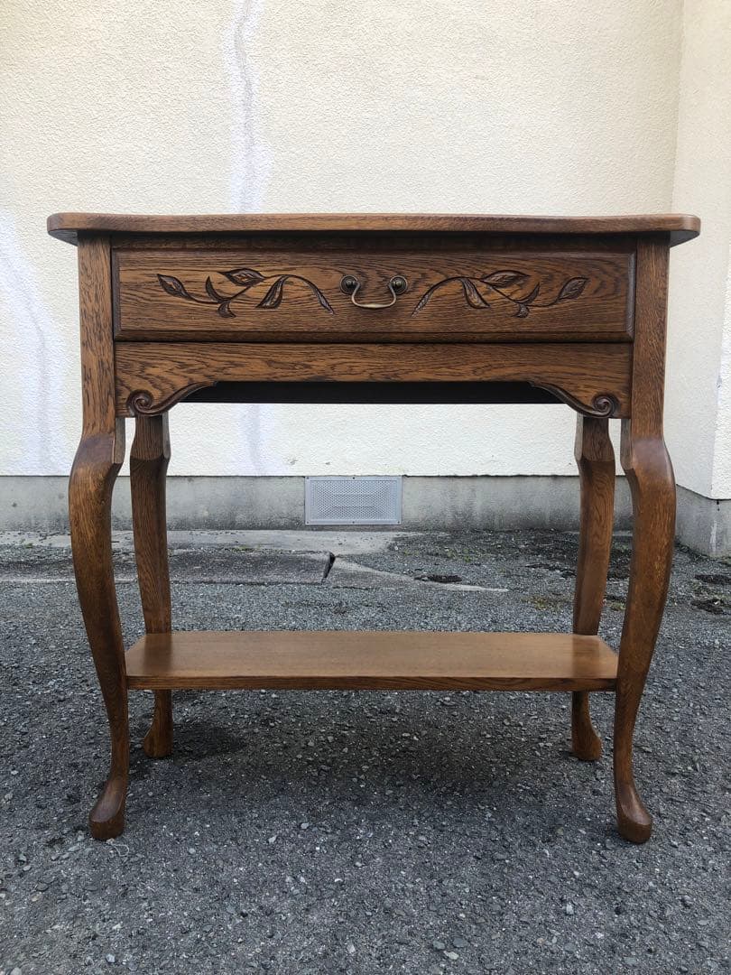 アンティーク調 猫脚コンソールテーブル エレガント ナイトテーブル 引き出し付き