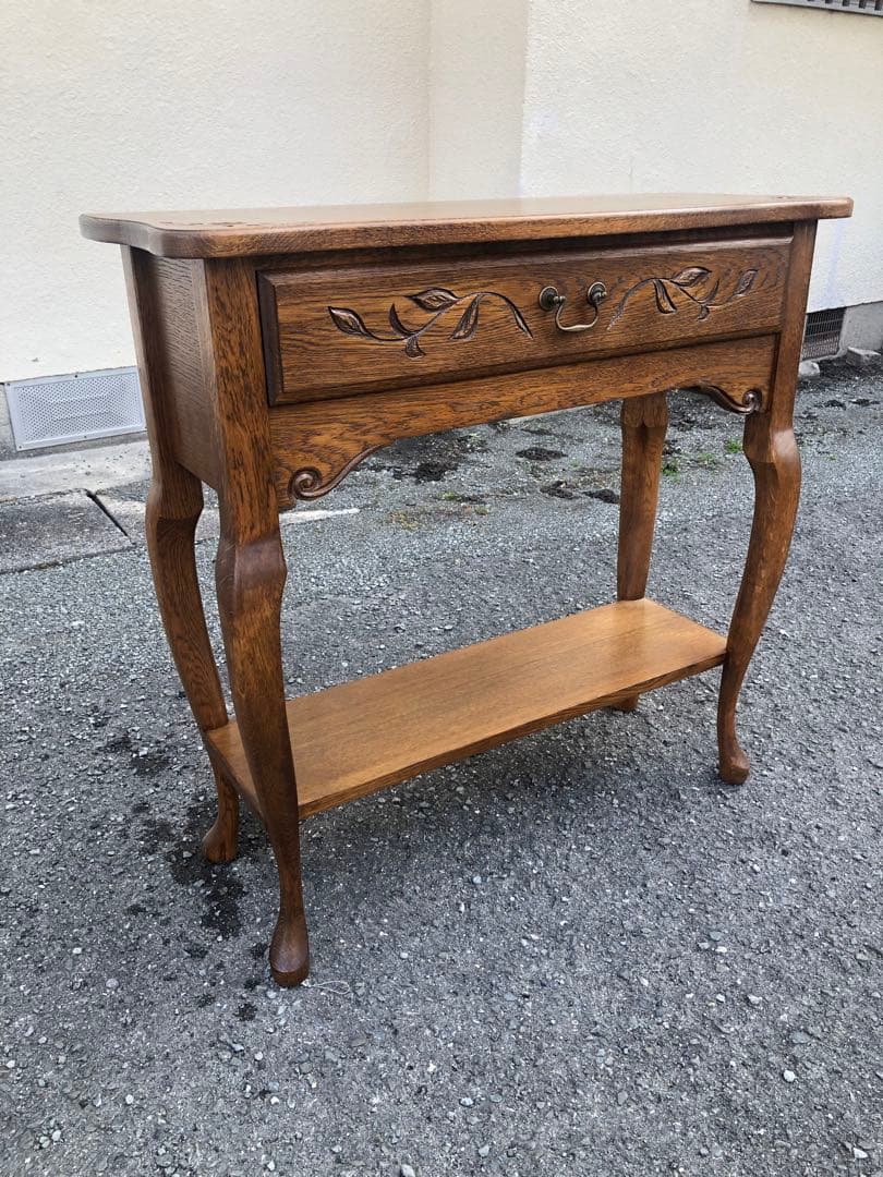 アンティーク調 猫脚コンソールテーブル エレガント ナイトテーブル 引き出し付き
