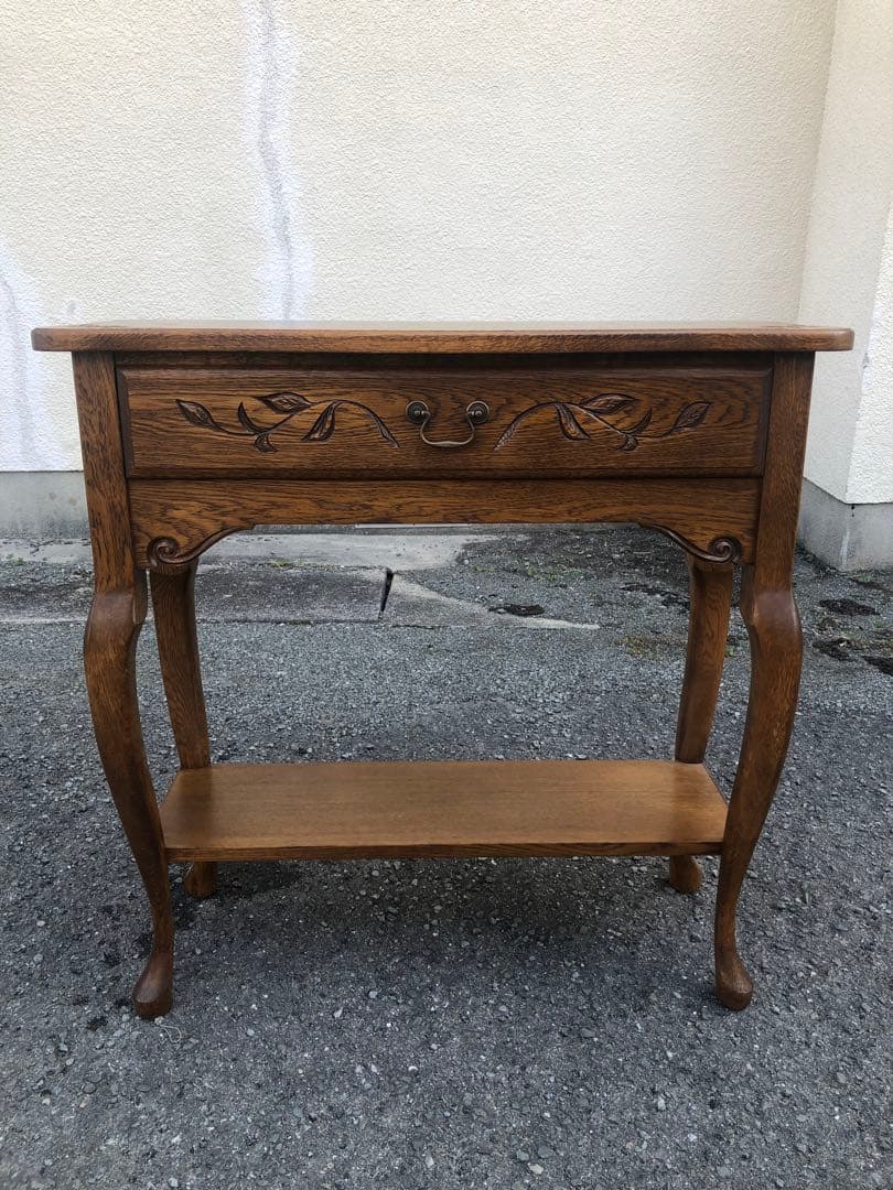 アンティーク調 猫脚コンソールテーブル エレガント ナイトテーブル 引き出し付き