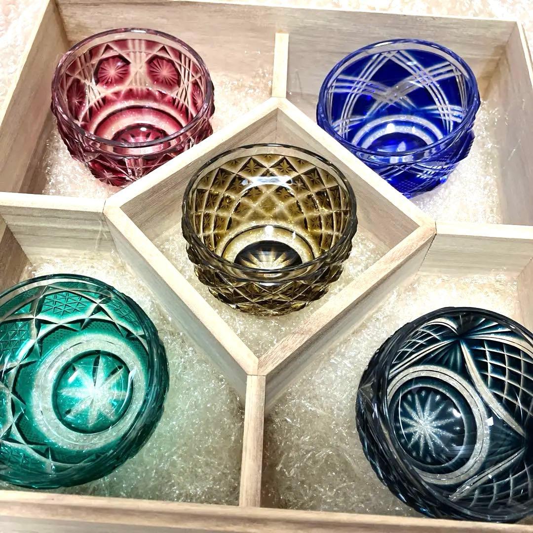 新品未使用　薩摩びーどろ工芸　小付鉢揃　5個セット