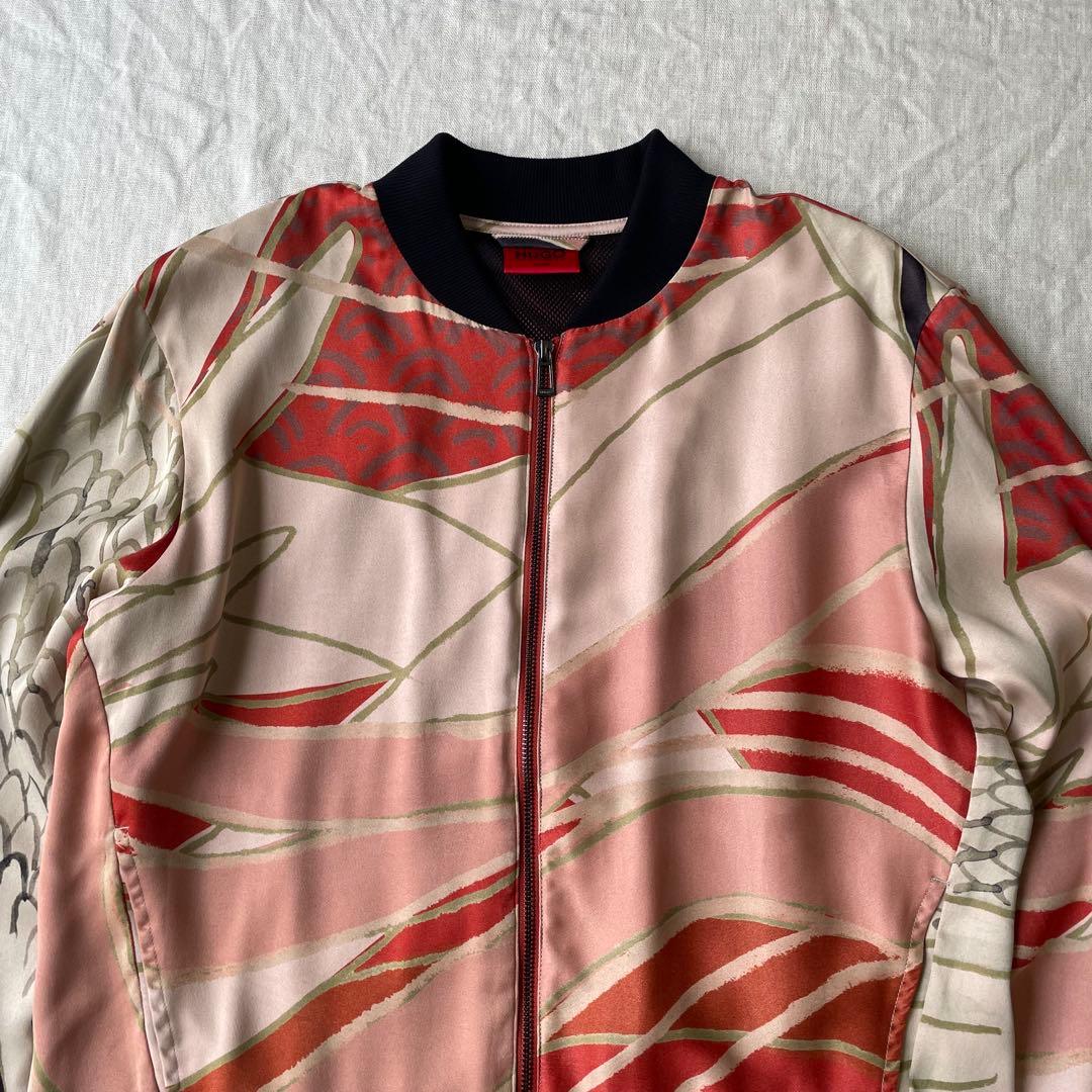 希少 HUGO BOSS ヒューゴボス 和柄 鶴 ボンバージャケット M