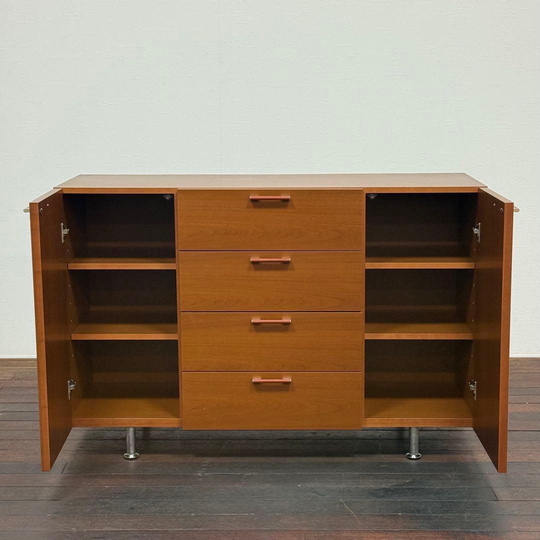 H21K49 北欧スタイル チェリー材 サイドボード スチール脚