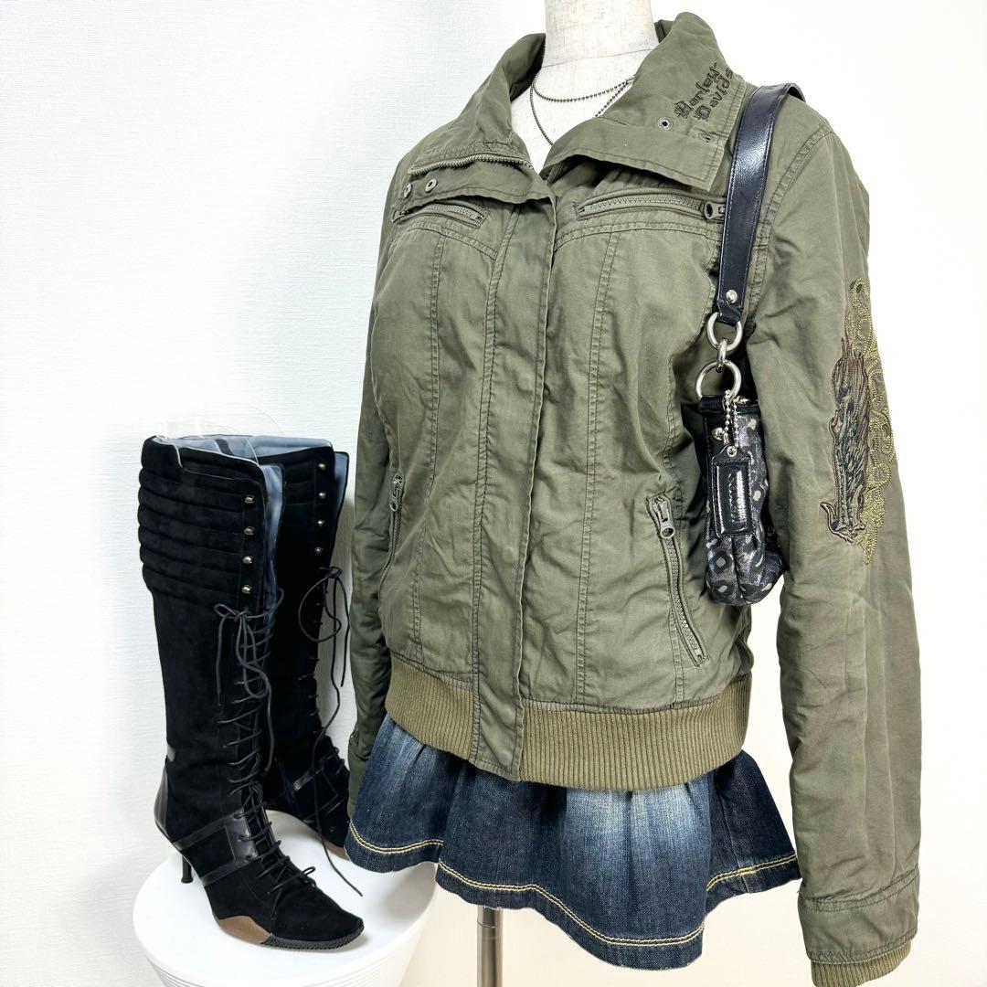 y2k✨️ Harley-Davidson 刺繍 ミリタリー ジャケット