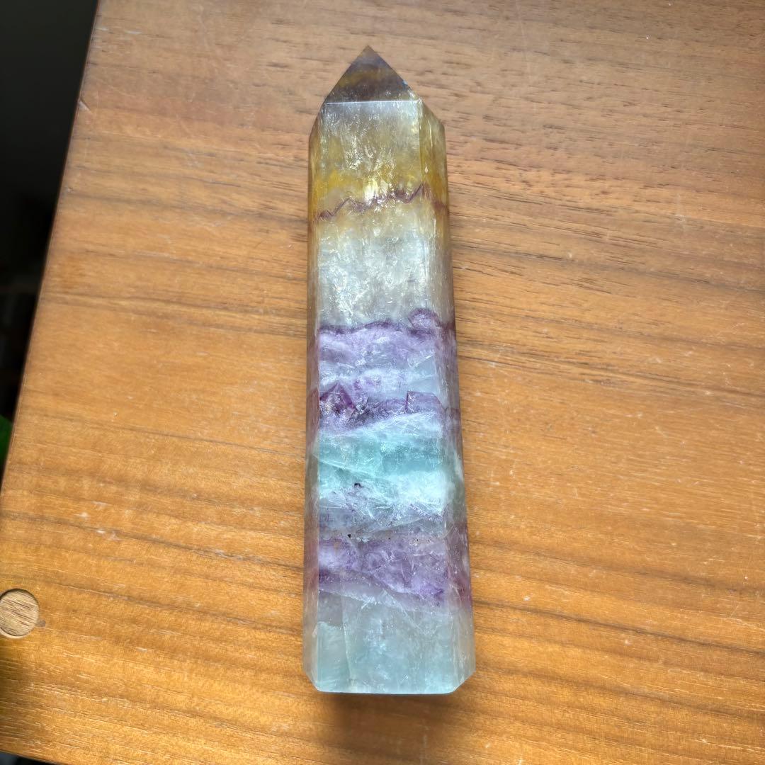 大型 天然石 レインボーフローライト タワー高さ約15センチ