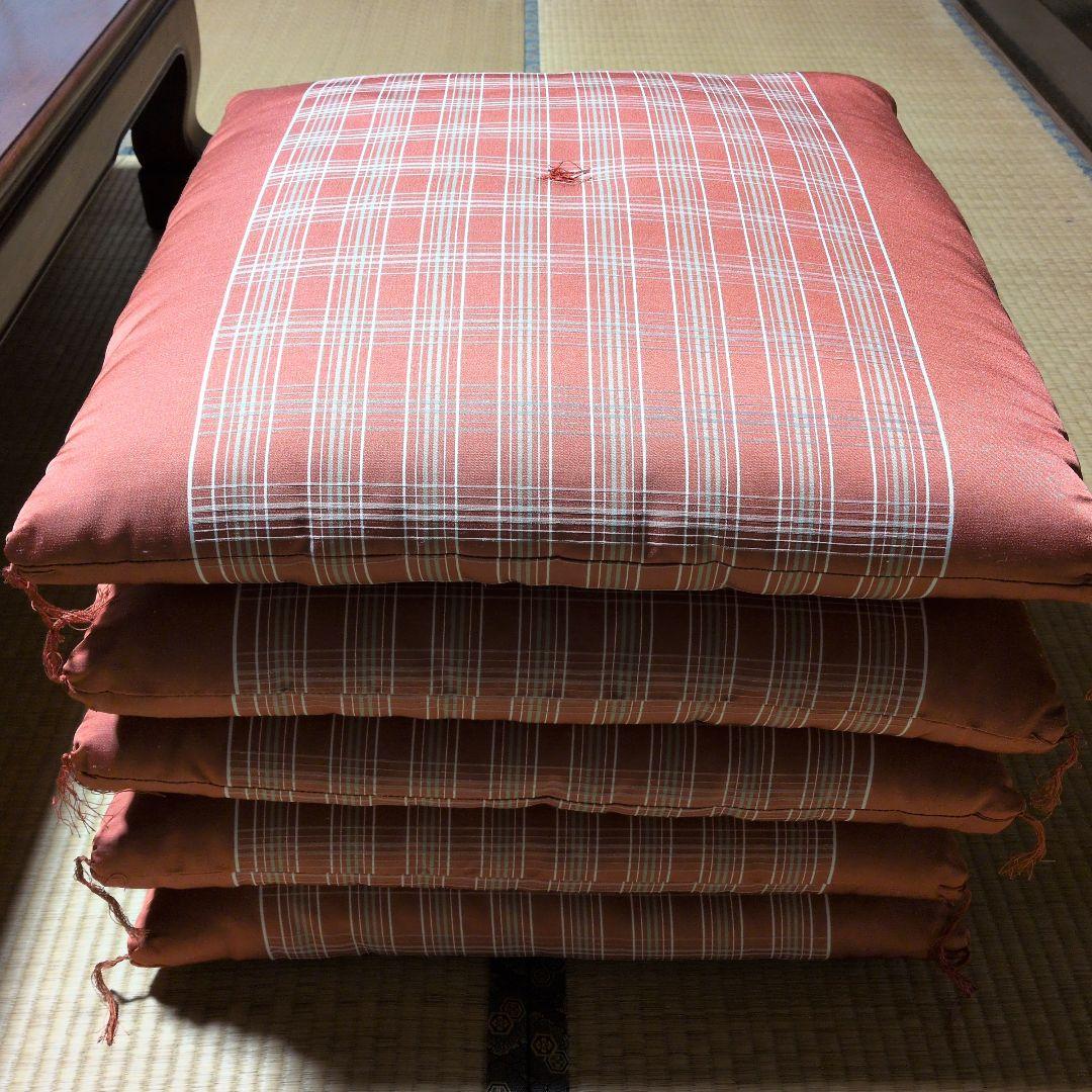 八端判 座布団 ピンク系 チェック柄 5枚組 百貨店購入 新品未使用