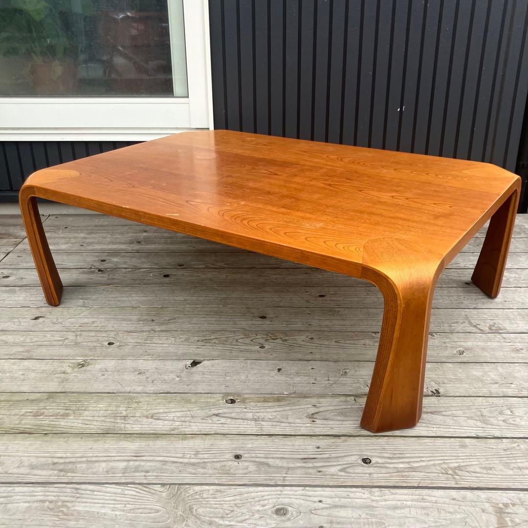 昭和レトロ プライウッド 大型座卓 ローテーブル 木製サイドテーブル ビンテージ