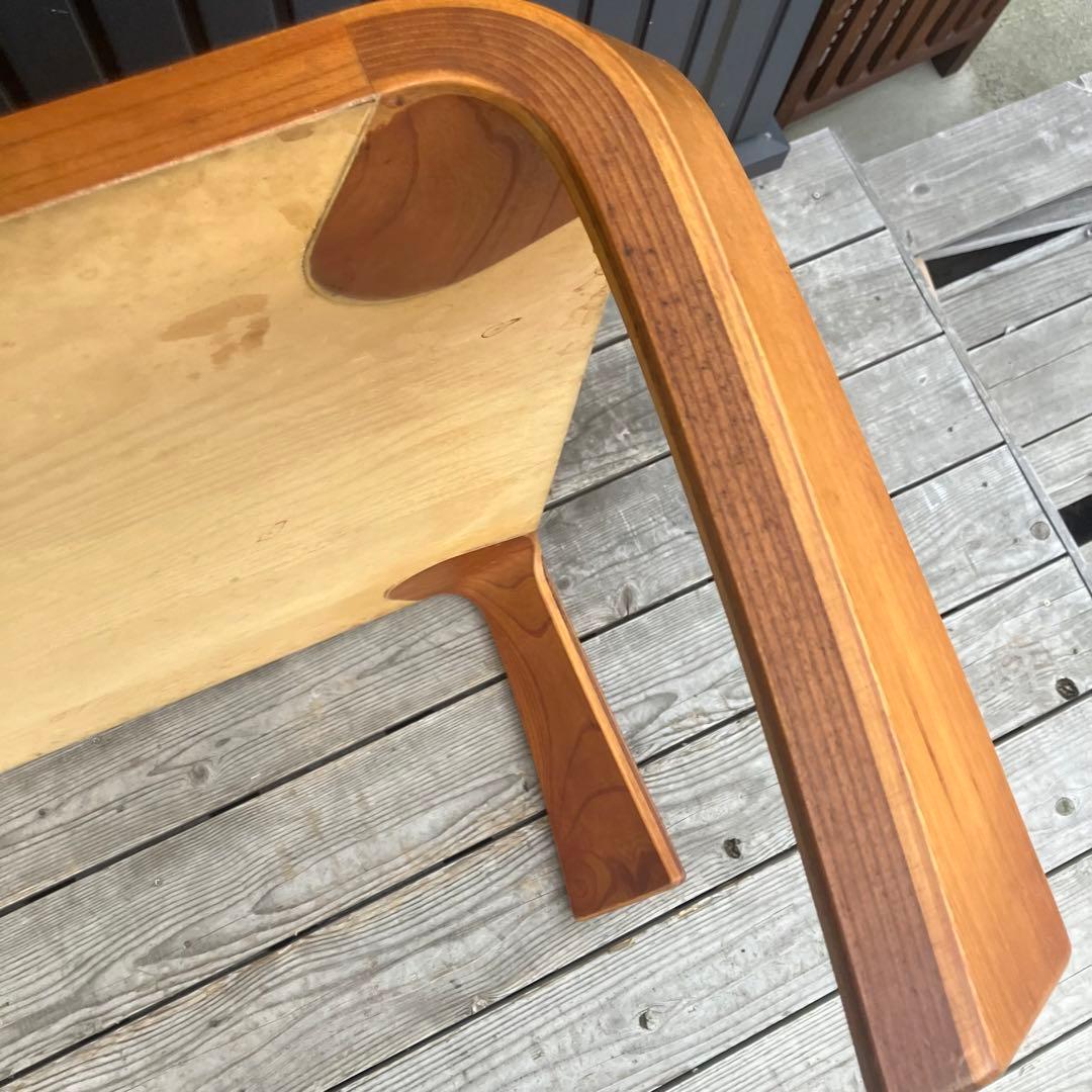 昭和レトロ プライウッド 大型座卓 ローテーブル 木製サイドテーブル ビンテージ