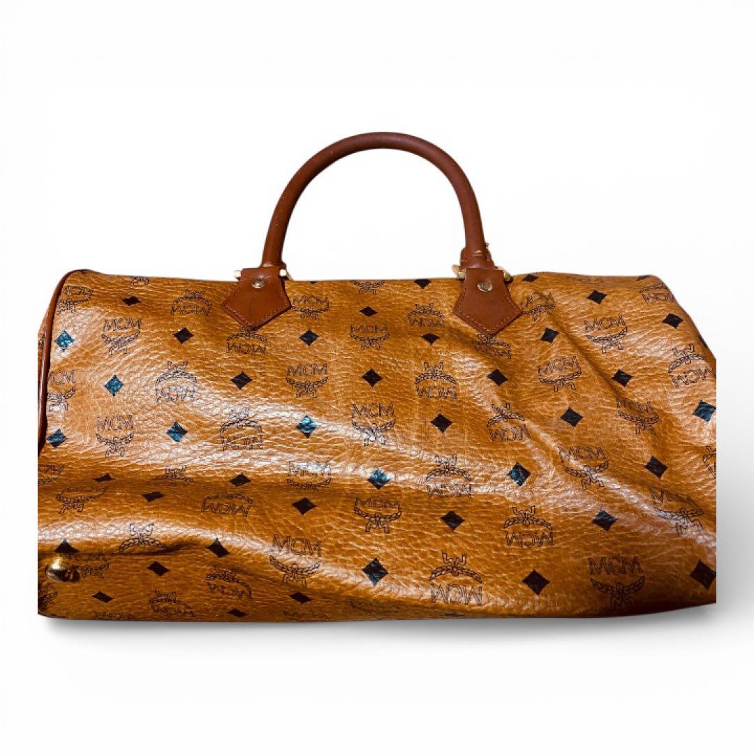 MCM 大容量 ボストンバッグ ブラウン モノグラム エムシーエム レザー