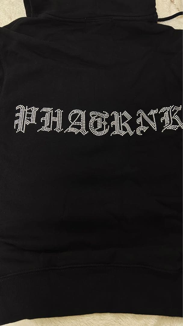PHATRNK ストーン装飾 黒 M パーカー