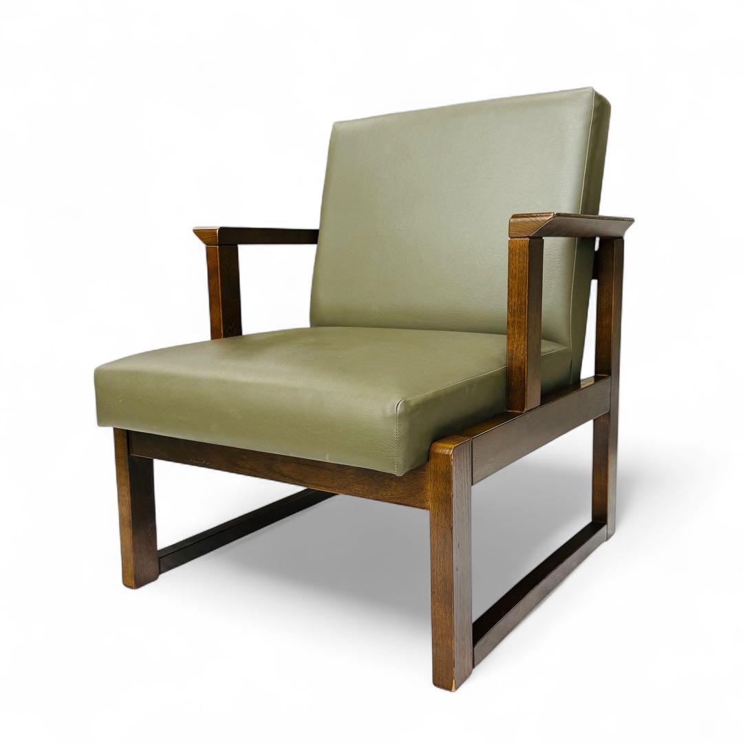 HIDA 飛騨産業 肘付き 椅子 アームチェア 1人掛けソファ 昭和レトロ 2