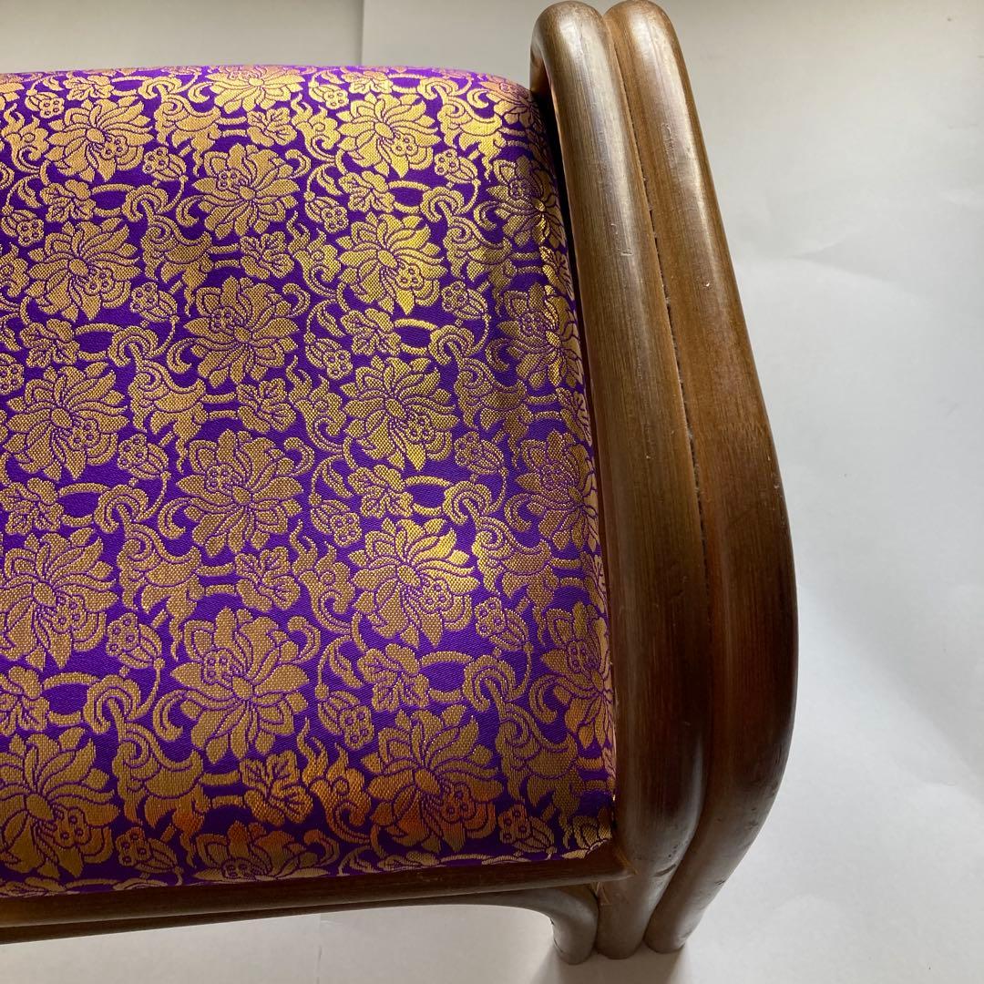 お仏壇用ラタンチェア 金襴座椅子アーム付きスツール