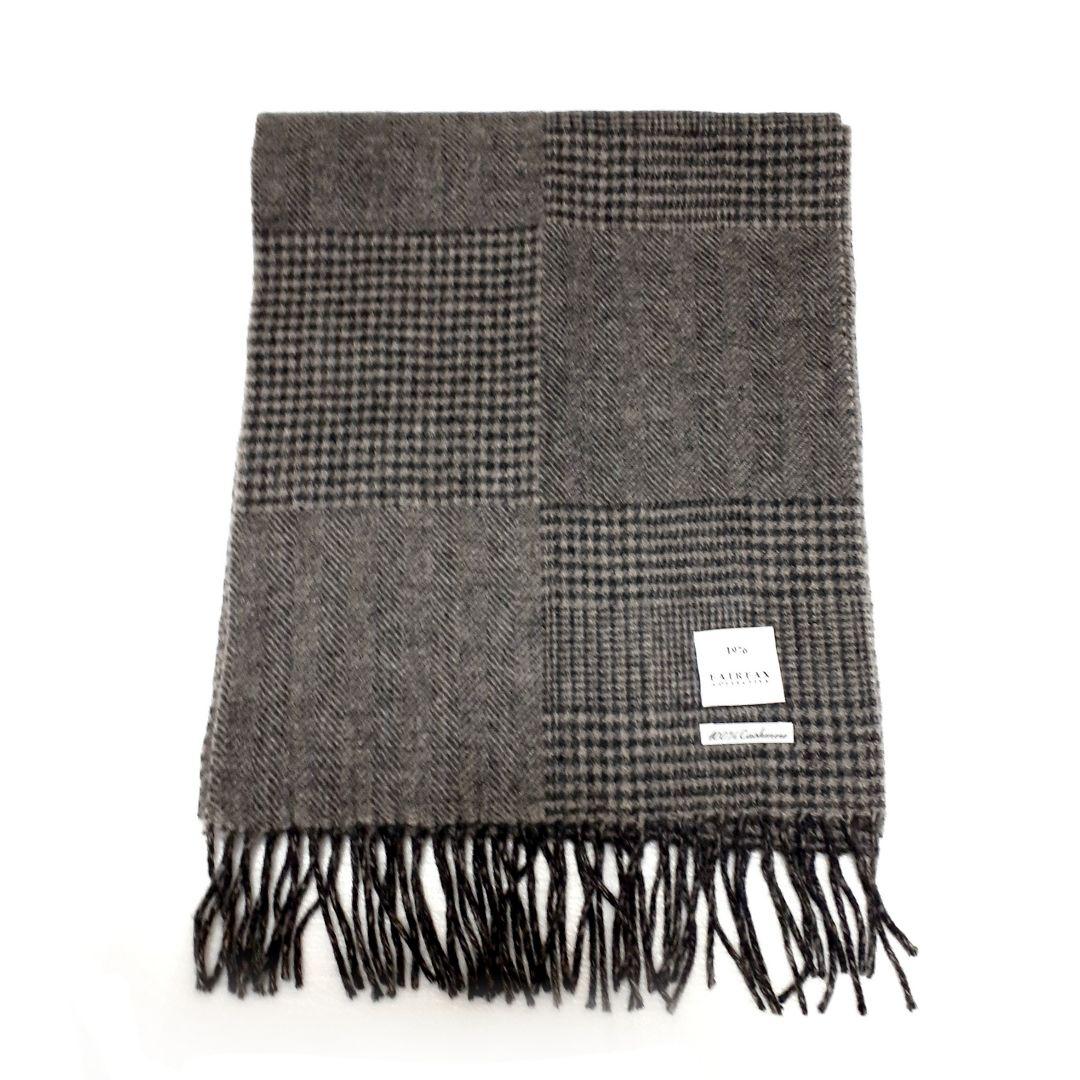 専用新品⭐FAIR FAX フリンジ 大判 マフラー ストール ブラック×グレー