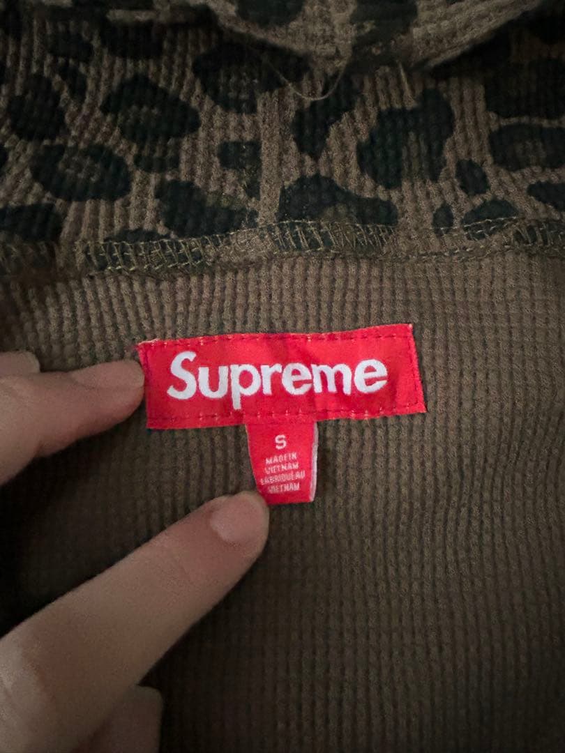 トップス Supreme Hooded Zip Up Thermal Leopard S