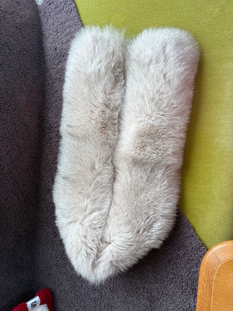 ［未使用］タイオンエクストラ クルーネックダウン 裾ファーセット 白S 翁安芸