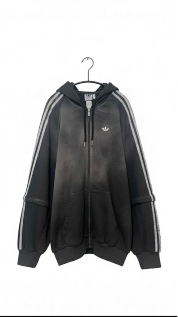 adidasADILENIUM フルジップパーカー ブラック オーバーサイズ