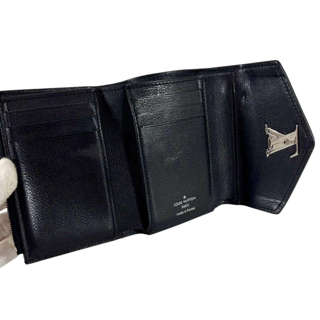 美品 ルイヴィトン マイロックミー 三つ折り財布 ブラック レザー LVロゴ
