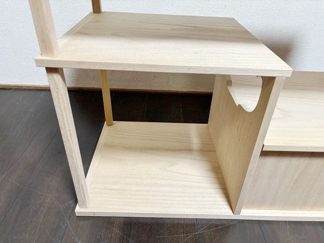 未使用 茶道具 清峯作 桐木地 利休袋棚 志野棚 組立式 炉用 点前棚 紙箱