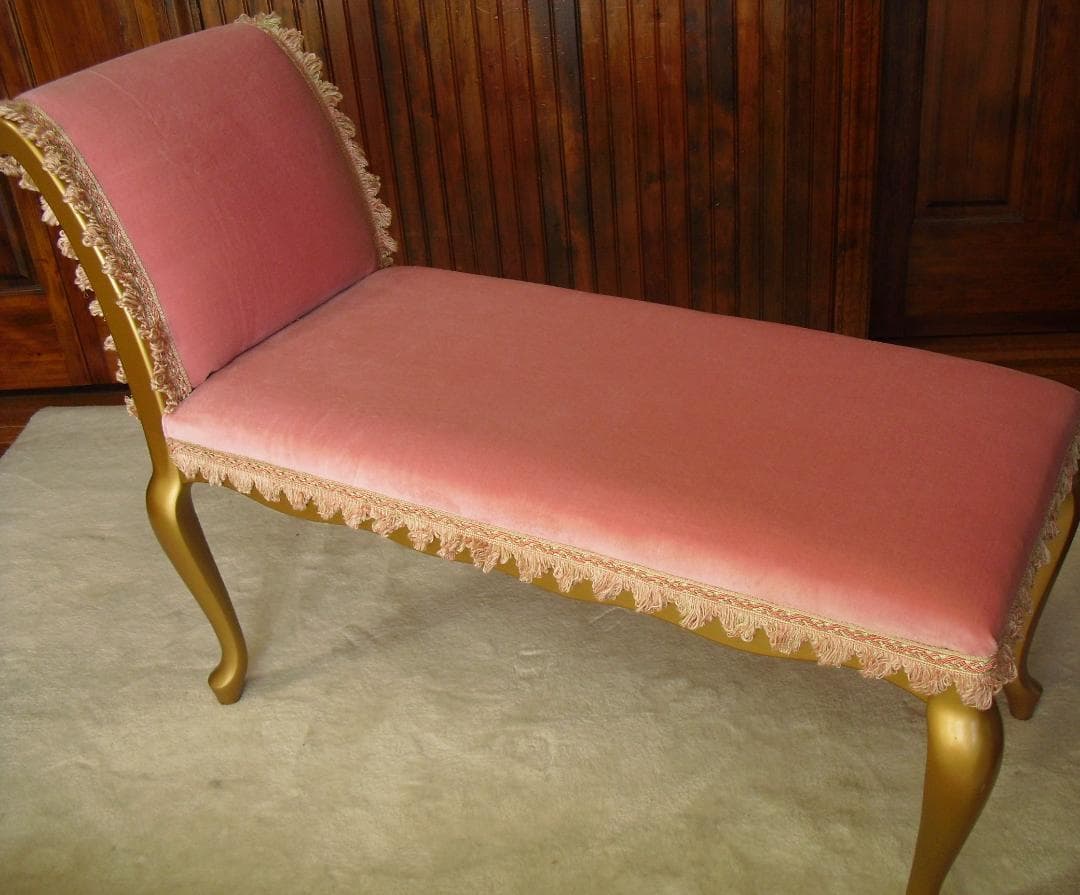 ロココ様式カウチソファ／猫脚スツール☆張替済 フランス製最高級トリミングブレード