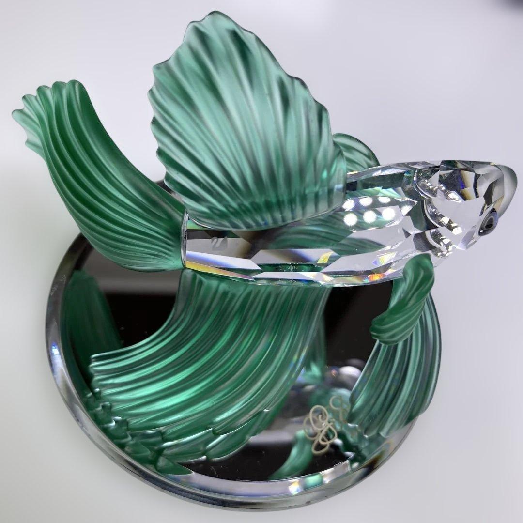 新品　ギャランティー付き スワロフスキー 『グリーンファイティングフィッシュ』