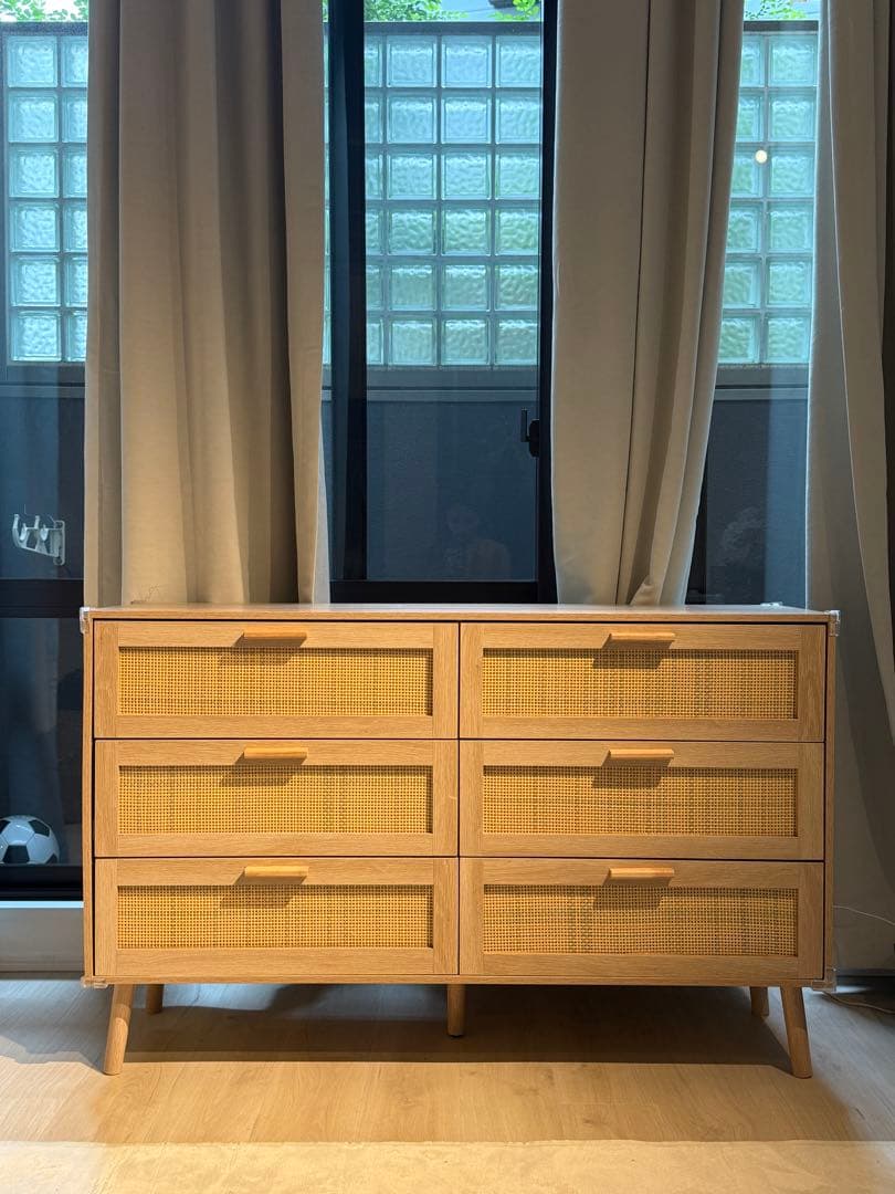 ラタンチェスト 6段 北欧 ナチュラル 木製 引き出し