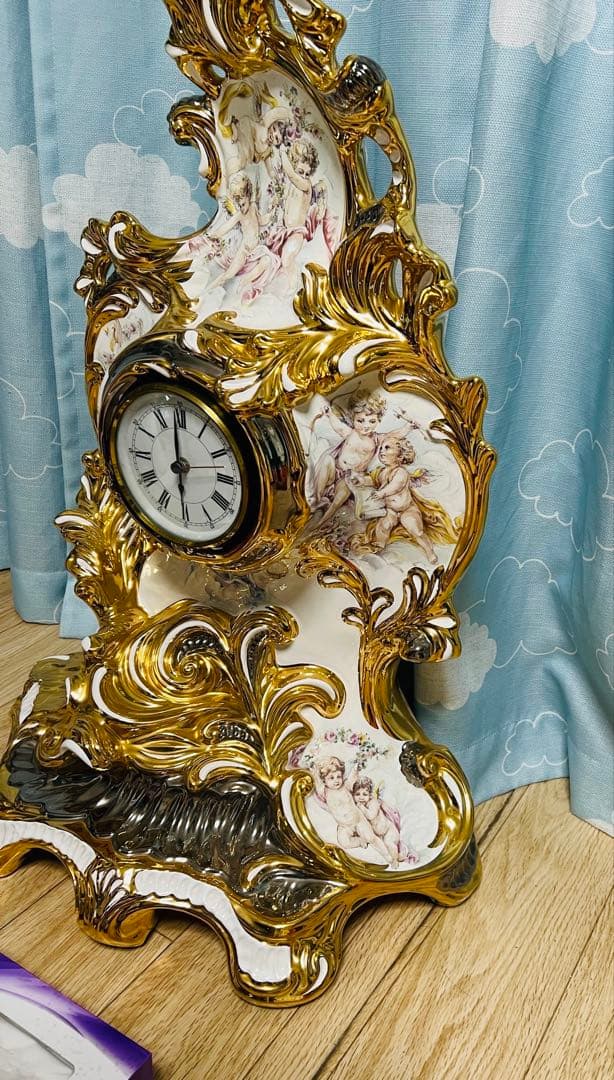 ✨ イタリア製 Ahura（アウラ） ゴールド 陶磁器エンゼル置時計