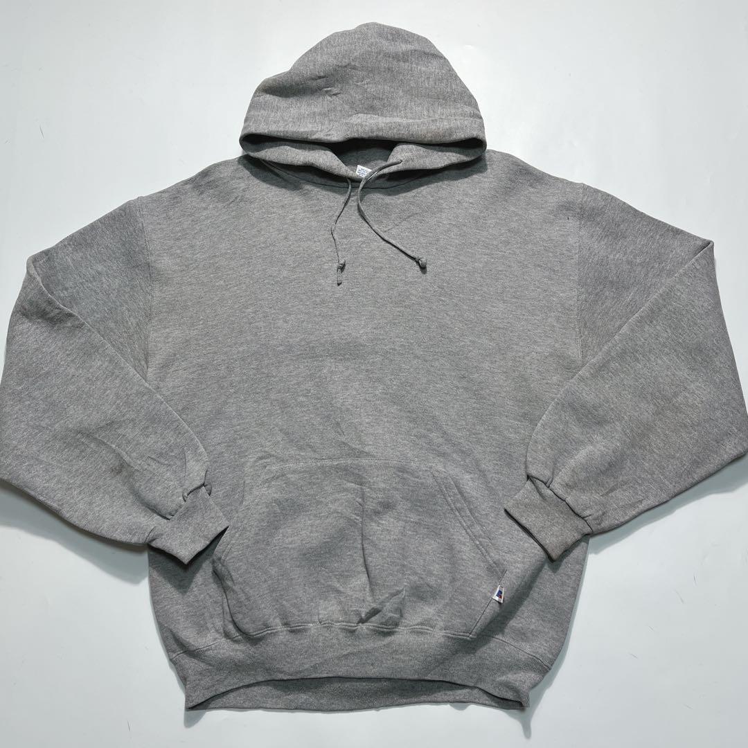 90s〜 ラッセル プルオーバーパーカー L グレー 無地 プレーン 7582