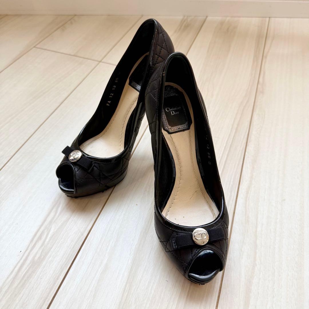 Christian Dior ブラック オープントゥパンプス