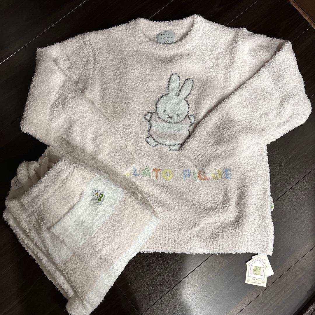 ジェラピケ　ベビモコプルオーバー&ロングパンツ　ミッフィー