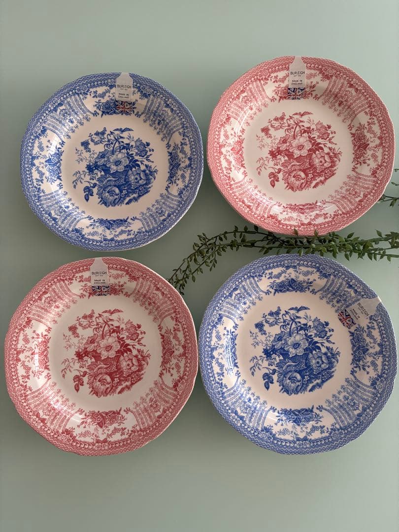 BURLEIGH バーレイ　フローラ　ブルー　ピンク　計4枚　おまけ付