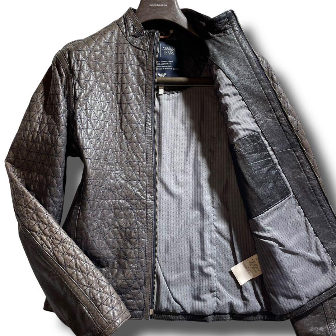 ARMANI JEANS レザージャケット シープレザー キルティング