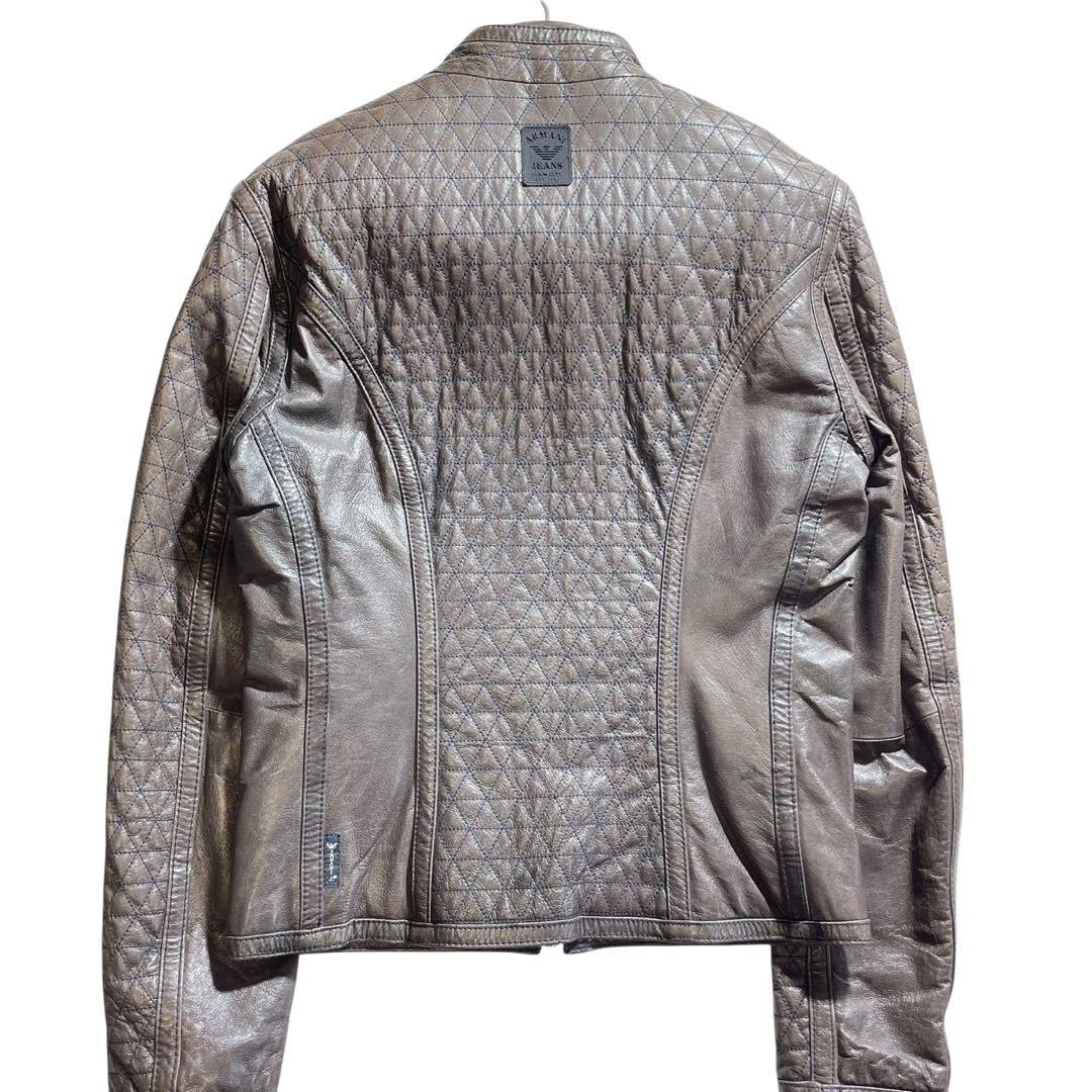ARMANI JEANS レザージャケット シープレザー キルティング