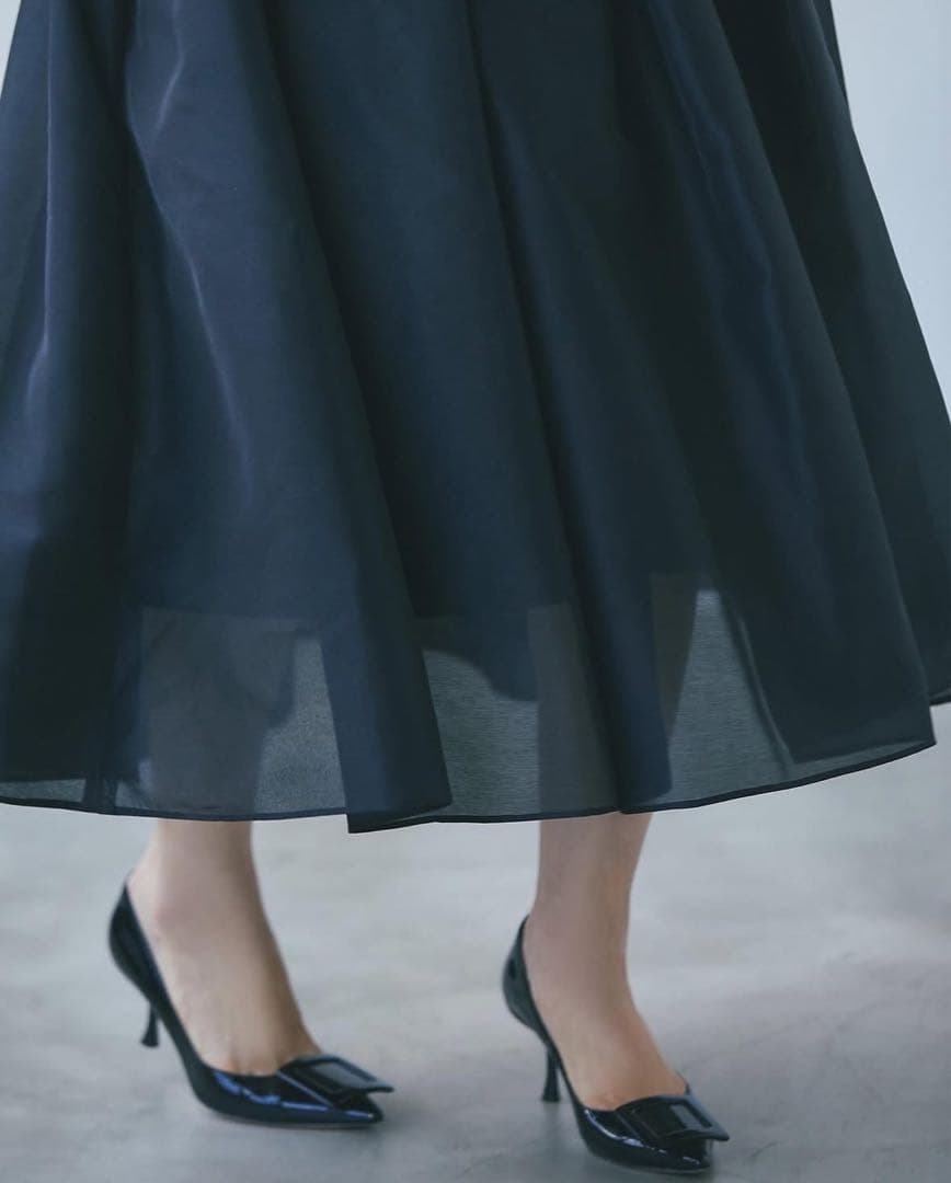 セブンテン　オーガンジー ブラック ボリューム スカートM SEVENTEN