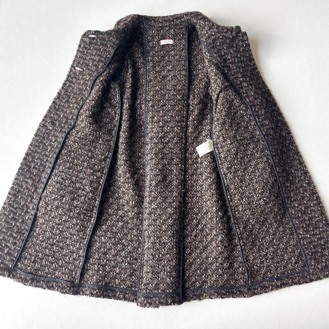 MaxMara アルパカ　モヘア　ロングコート　ビジュー　Aライン　40