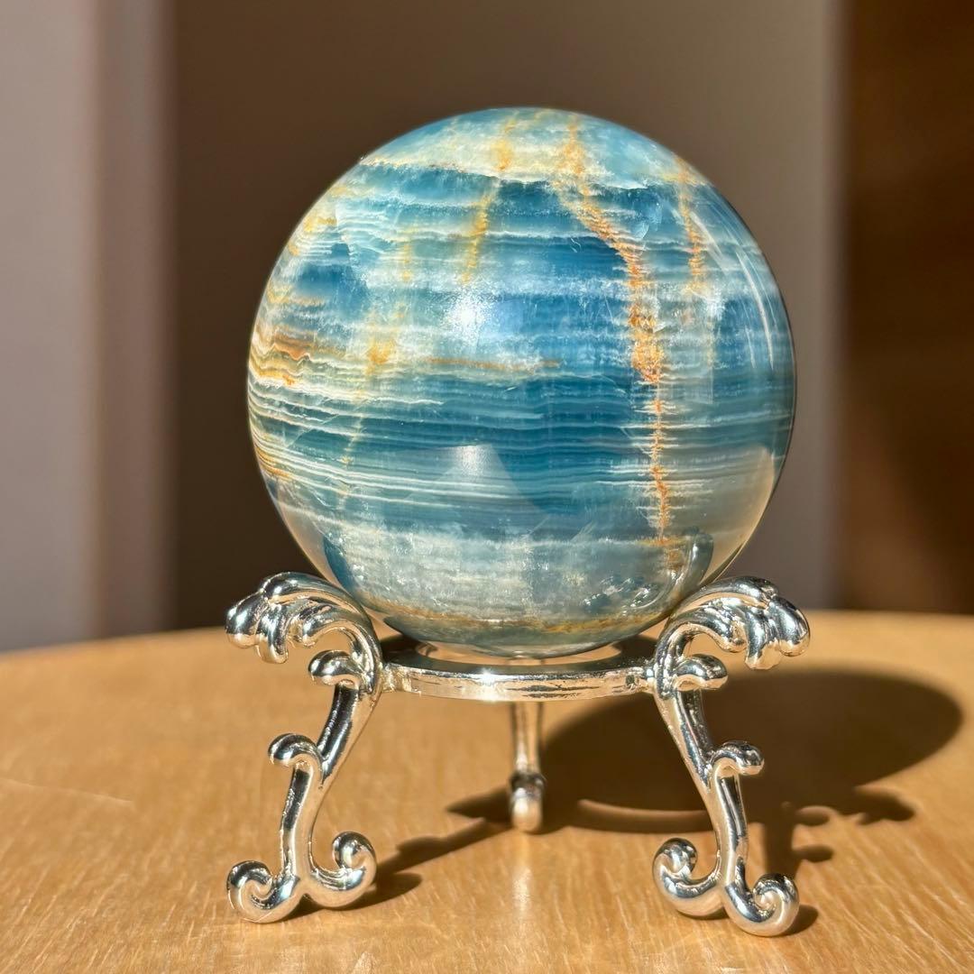 激レア　高品質レムリアンアクアティンカルサイト丸玉　アルゼンチン産　光沢感