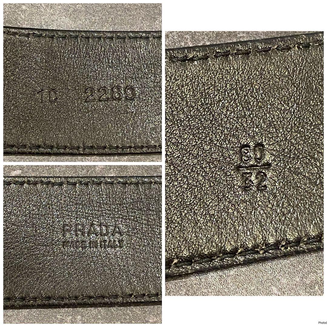 プラダ　PRADA　レザーベルト　シルバーバックル　黒　ブラック