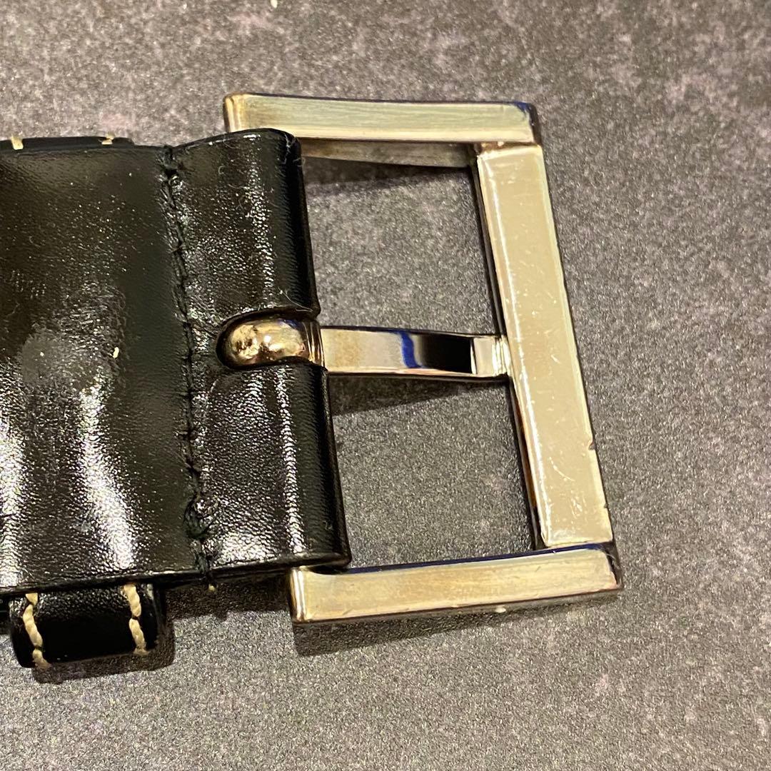 プラダ　PRADA　レザーベルト　シルバーバックル　黒　ブラック